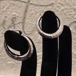 Craft Textured Silver Hoop Earrings